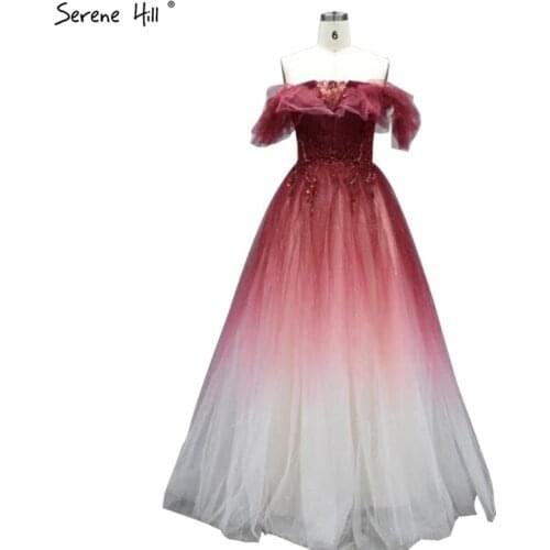 Serene Hill Red A-Line Tulle Evening Dresses 2020 Sleeveless Beading Lace Up Formal Dress Design LA70664