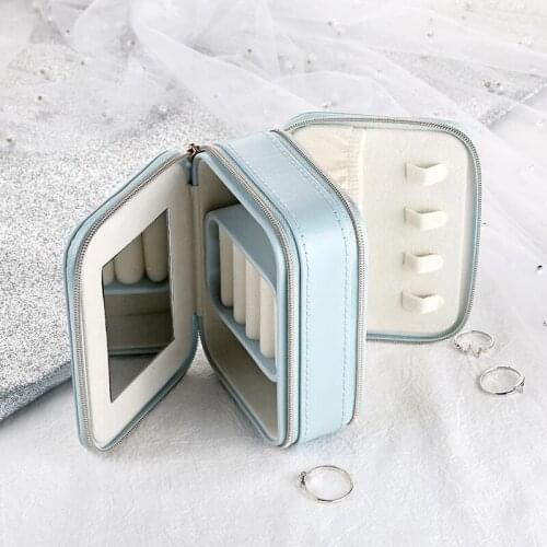 Jewelry Casket Cosmetic Storage Box Makeup Packing Organizer Multi-function Earrings Ring Container Case Portable Leather