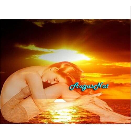 Fairy beauty diamond painting cross stitch full square sunrise wall art decor diy crystal painting scenery diamont dots craft