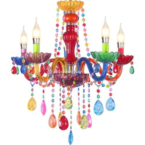 Modern Colorful Chandelier Bohemia Chandelier lustres de cristal D59cm H55cm LED Tiffany Pendants and Chandeliers Home Lighting