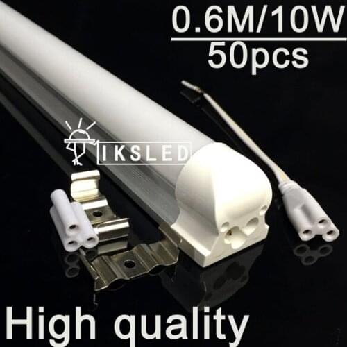 T8 60CM/2FT 10W 50pcs/slot Superbright Integrated led tube t8 600mm 10W Milk cover Clear cover led fluorescent light