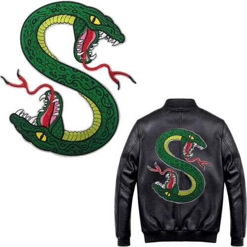 Double Head Serpents Snake Embroidery Iron On Patches For Clothing DIY Stripes Clothing Stickers Appliques Supplies