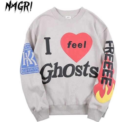 Kanye Graffiti Letter Printed Sweatshirt for Men Women I Feel Ghosts Harajuku Graphic Hoodie Hip Hop Oversize Hooded Hoodies