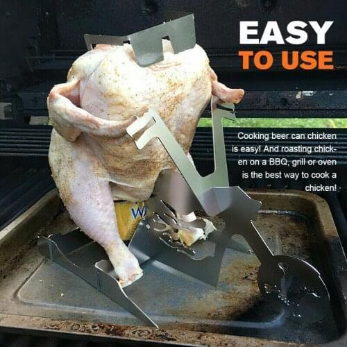 Bike Beer Can Barbecue Grilling Baking Cooking Pans Stainless Steel Non-Stick Chicken Roaster Rack BBQ Accessories Tools