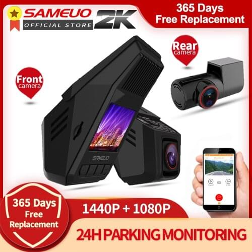 SAMEUO car dvr usb camera for android triple dash cam dual hd 1080p front and rear video recorder wifi 1080P 24H Parking Monitor
