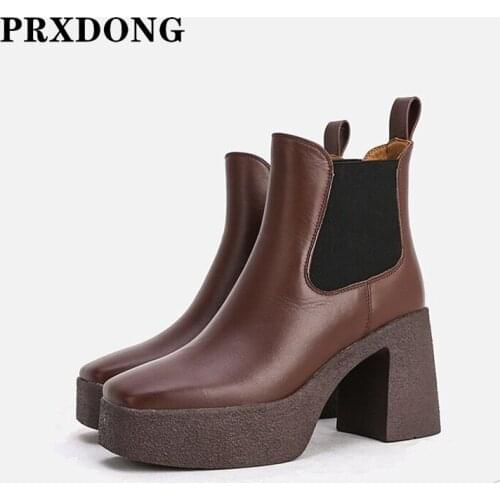 2021 Hot Sale Office Lady Shoes Ankle Boots Women Fashion Chunky High Heels Platform Black Autumn Winter Short Boots Size 34-40