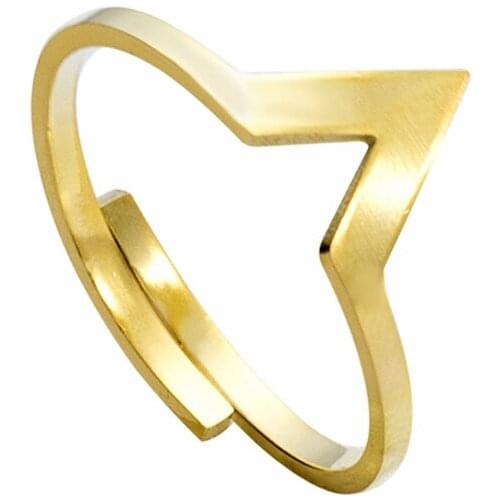 Gold Spike Rings For Women Minimalism Jewelry Stainless Steel Adjustable Chevron V Triangle Stacking Band Ring Best Friend Gifts