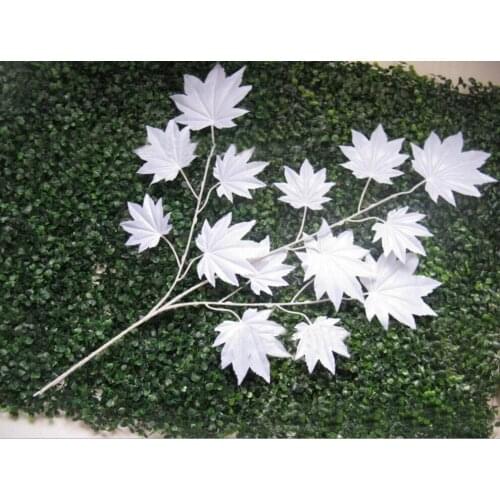 12pcs/Lot 60cm Length White Maple Leaf Tree Leaf Leaves Artificial Silk Branch For Wedding Party Home Office Venue Decoration