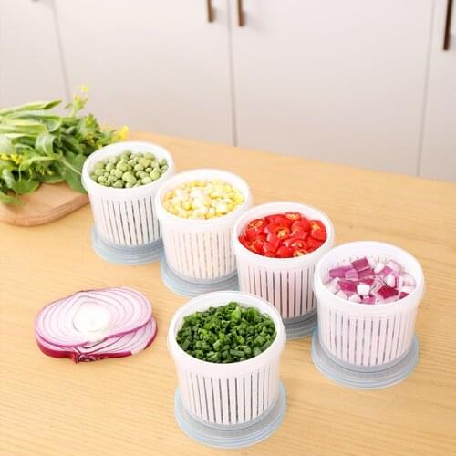 2pcFresh Keeping Box Of Onion Ginger Garlic Kitchen Vegetable Plastic Storage Box Refrigerator Sealed Storage Scallion Drain Box