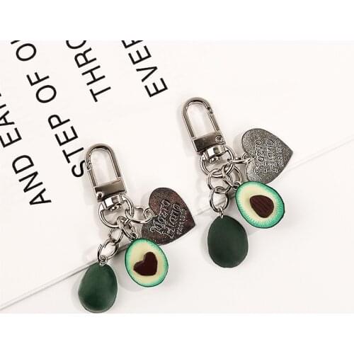 2020 New Design 1 Piece High Quality Metal Fashion 3D Avocado Fruits Keychains Cute Car Keychains Ring Bag Charms Accessory