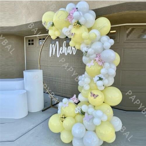 92Pcs Birthday Latex Balloons Yellow White Arch Garland Kit Event Party Decors Wedding Baby Shower Anniversary Globos Supplies