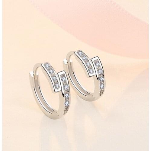 925 Sterling Silver Cubic Zircon Geometric Stud Earring For Women Girls Party Wedding Jewelry Pendientes Accessories eh915