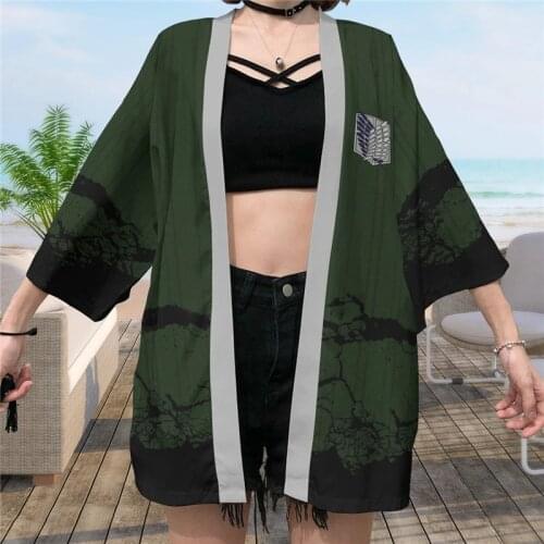 Anime Attack On Titan Levi Eren Jaeger Cosplay Costumes Kimono Scout Regiment Cloak Cardigan Haori Pajamas Bathrobe Women Party