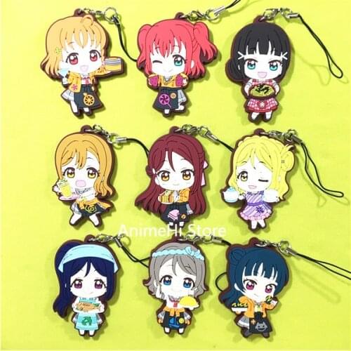 Anime LoveLive Sunshine Keychain Figure LOVE LIVE Takami Chika Kurosawa Ruby Dia Sakurauchi Riko PVC Keyring Bag Pendant Gift