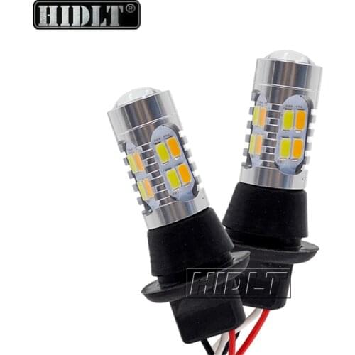 HIDLT 1 Set Error Free Car LED Turn Signal Bulb T20 7440 W21W 1156 Ba15s BAU15S DRL No Hyper Flash Dual Color Auto LED Light
