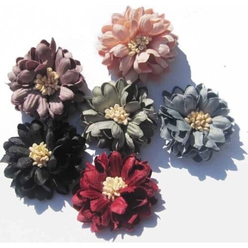 Free shipping 4cm 24pcs/lot Artificial Fabric Daisy Flower Wedding Decoration Girl Hair Accessories Clothing accessorie