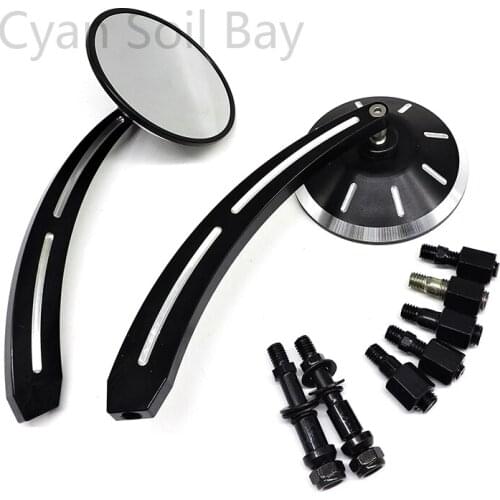1 Pair Motorcycle 8mm 10mm Rear View Side Mirrors For Harley Honda Yamaha Suzuki Kawasaki BMW Dacuti Choppers Cruiser Custom