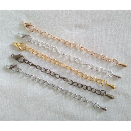 10pcs/lot 50mm and 70mm Length Longer Extension Chain with Lobster Clasp and Droplets For Bracelet Necklace Tail Chain