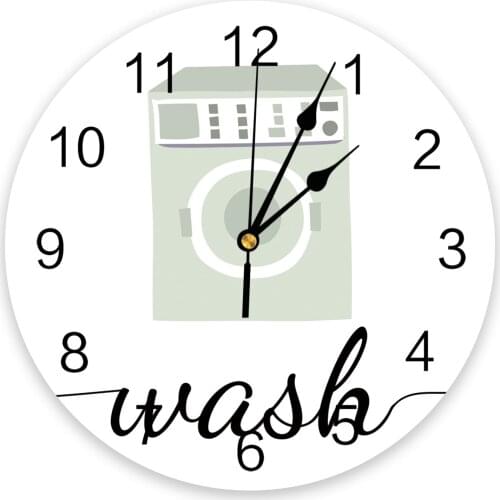 Laundry Room Theme Washing Machine Wash White New Wall Clock Fashion Living Room Watch Modern Home Decoration Round Clocks