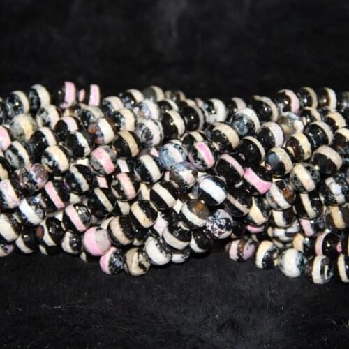 2strands 10mm Black Mystical Necklace Spherical Beads 15.5" Tibetan Dzi Beads Loose Gems Stone Beads Tibetan Gate Beads