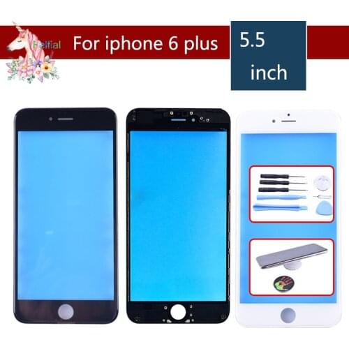 For iPhone 6 PLUS Touch Screen Digitizer Lens Front glass LCD panel with frame bezel for iphone 6plus LCD External GLASS Replace