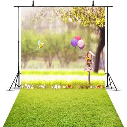 MEHOFOTO Spring Easter Background for Photographic Green Grass Balloon Photo Background Newborn Baby Portrait Photo Booth Studio