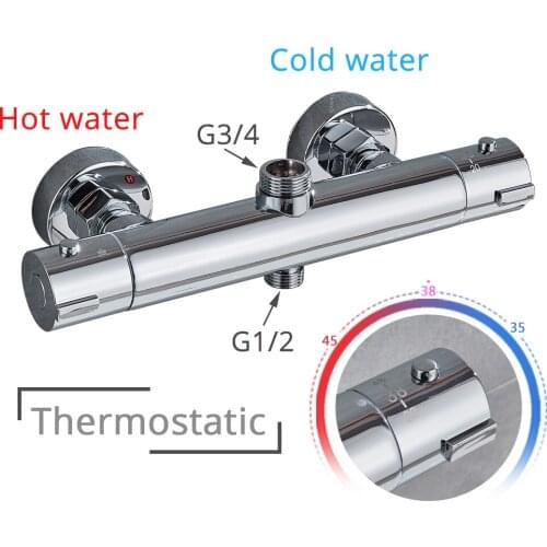 Chrome Thermostatic Shower Faucets Set Bathroom Thermostatic Mixer Tap Hot And Cold Bathroom Mixer Mixing Valve Bathtub Faucet
