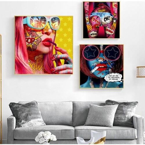 Printing Canvas Painting For Home Wall Decor Cool Girls Pop Art Poster And Print Sexy Picture for Living Room Decoration Cuadros