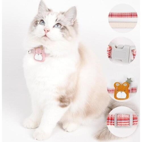 Kitty Collar Delicate Colorful Exquisite Plaid Buckle Cat Collar for Pet Leads Cat Collars Supplies Products