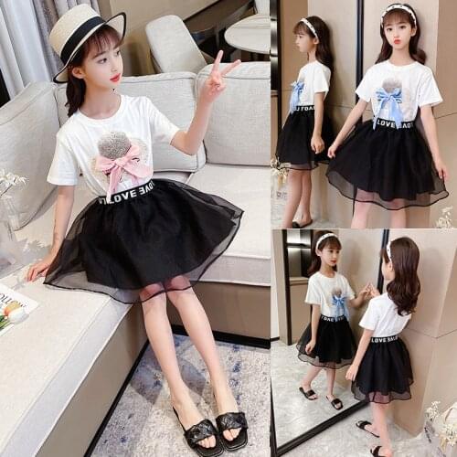 Teenage Girls Light Summer Clothes Suit 2021 Hot Cotton Cute Short-sleeve College Style Fashion Princess Skirt Two-piece Suit