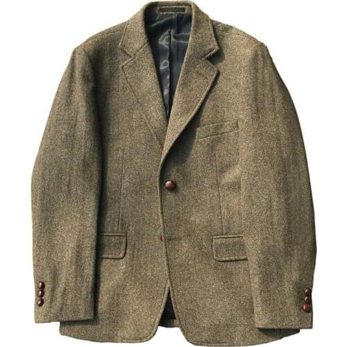 Mens Suit Jacket Tweed Blazer Italian American Classic Elegant Casual Wedding Suit for Men 2021 Grooms Suits Male Costume Coat