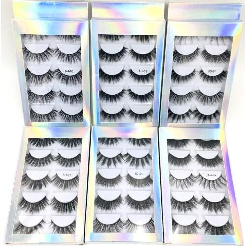5 Pairs Multipack 5D Soft Mink Hair False Eyelashes Handmade Wispy Fluffy Long Lashes Natural Eye Makeup Tools Faux Eye Lashes