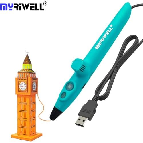 2019 New Myriwell 3D Printing Pens RP-200A USB Low Temperature 3D Doodle Pen with PCL material safe for Kids Drawing Gifts