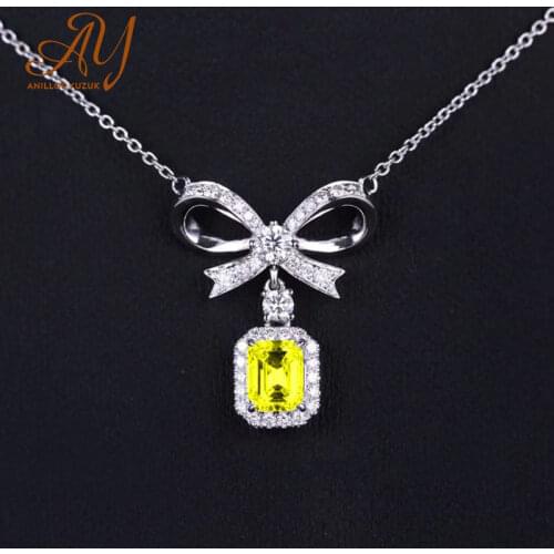Anillos Yuzuk New Luxury Yellow Color Square Cut Stone Necklace For Women Lady Anniversary Gift Fine Jewelry Wholesale