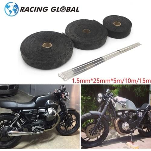 ALCON-1.5mm*25mm*5m/10m/15m Moto Heat Shield Wrap Turbo Exhaust Tape Wrap Pipe Shields Manifold Header Insulation Cloth Roll