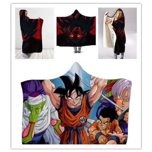 Anime Son Goku Kakarotto CosplayHooded blanket thickened double plush series 3D digital printing hooded magic cloak