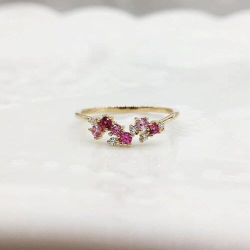 Original new irregular arrangement red natural spinel opening adjustable ring Chinese retro charm ladies brand silver jewelry