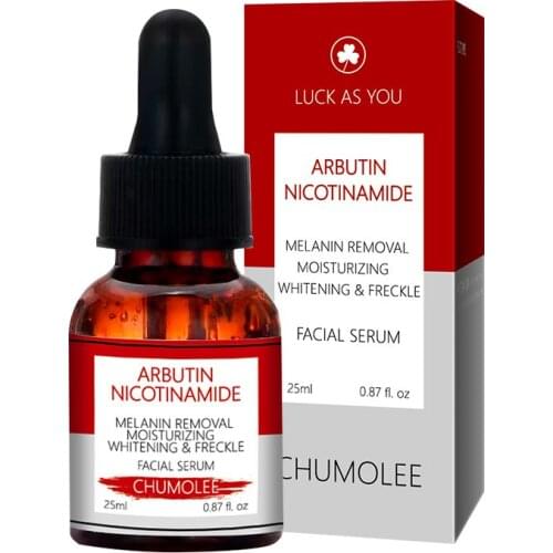 CHUMOLEE Arbutin Whitening Serum Liquid 25ml Freckle Removal Acne Scars Hyaluronic Acid Anti-wrinkle Face Serum Fade Dark Spot
