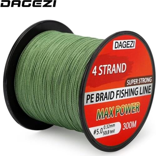DAGEZI 20-90LB BRAIDED fishing lines With Gift 4 strand 300m Super Strong Multifilament 100% PE Braided Fishing Line