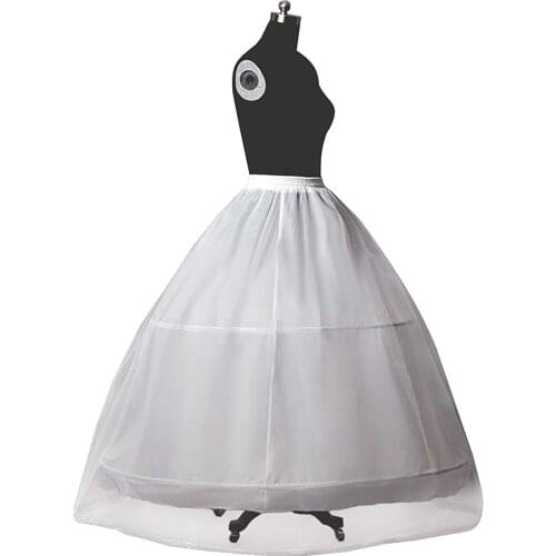 Petticoat Bridal Crinoline for Women Wedding Dress A-line Underskirt Full Slip 2 Hoops Floor-length Normal&Plus Size
