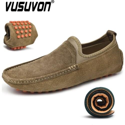 Size 38-49 Original Men Loafers Light Genuine Leather Driving Shoes Retro Walking Casual Shoes Soft Moccasins Flat Shoe Hot Sell