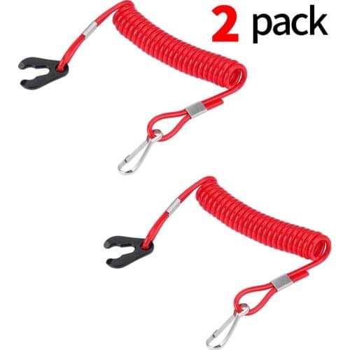 2PCS Jet Ski Safety Lanyard Tether Cord Boat Outboard Engine Safety Tether Blue Emergency Flameout Switch Drawstring