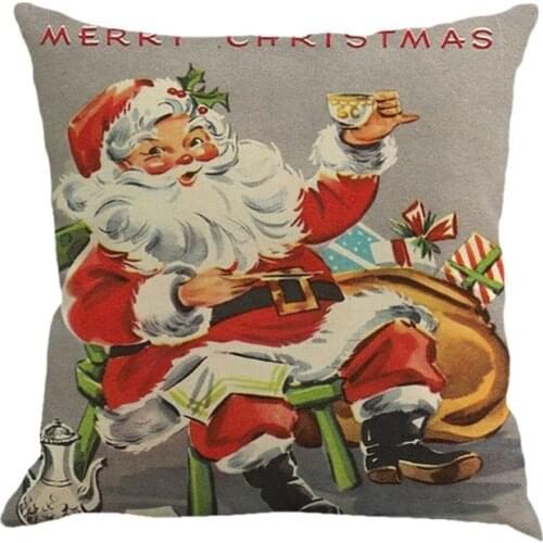 Christmas Pillowcase Cartoon Santa Claus Vintage Pillow Case Home Living Room Covers Bedroom Office Xmas Decorative Product