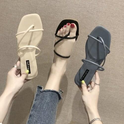 Sandals And Slippers Womens Outer Wear Summer 2021 New Fashion Flat Bottom Set Toe Cross With Simple Flip Flops