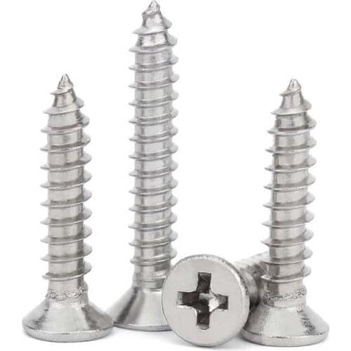 Satinless steel 304 self - tapping Cross head screw dry wall nail with hard flat head M4 wood screw fiber nail 50PCS