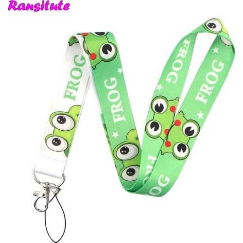 Ransitute Frog Lanyard Key ID Card Mobile Phone Belt USB Badge Holder Fashion Neckband Lanyard Ribbon Rope R638