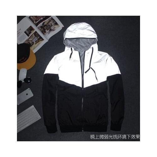 Reflective Hip-hop Brand Jacket Men 3M Reflective Jacket Windproof Waterproof Windbreaker Jackets Male Streetwear Hooded Top