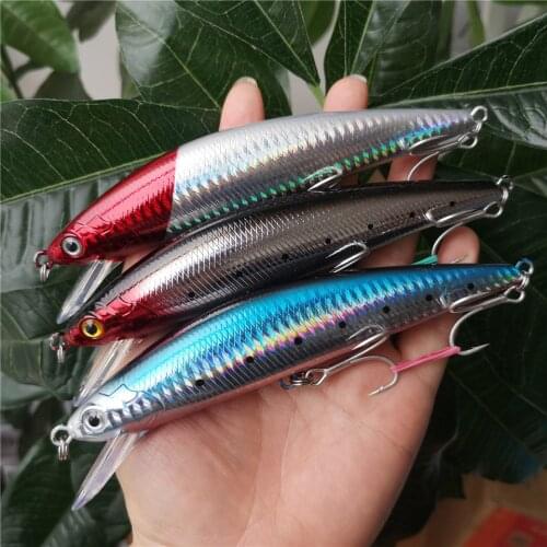 Swolfy 3PCS NEW Minnow Fishing Lure 14cm 60g Artificial Sinking Minnow Hard Baits Saltwater 7 Colors Swimbait Wobblers