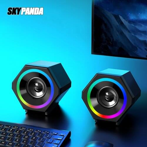 USB RGB Speaker 3.5mm AUX Input Wireless Combo Subwoofer Bass Computer Bluetooth Clumn