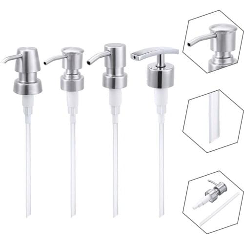 Bathroom Stainless Steel Shampoo Soap Pump Shower Gel Lotion Dispenser Pump Head With Tube Replacement Accessories